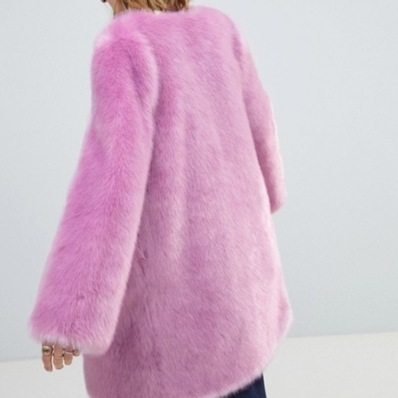 NWT ASOS DESIGN Flared Sleeve Faux Fur Midi Coat - Picture 3 of 4